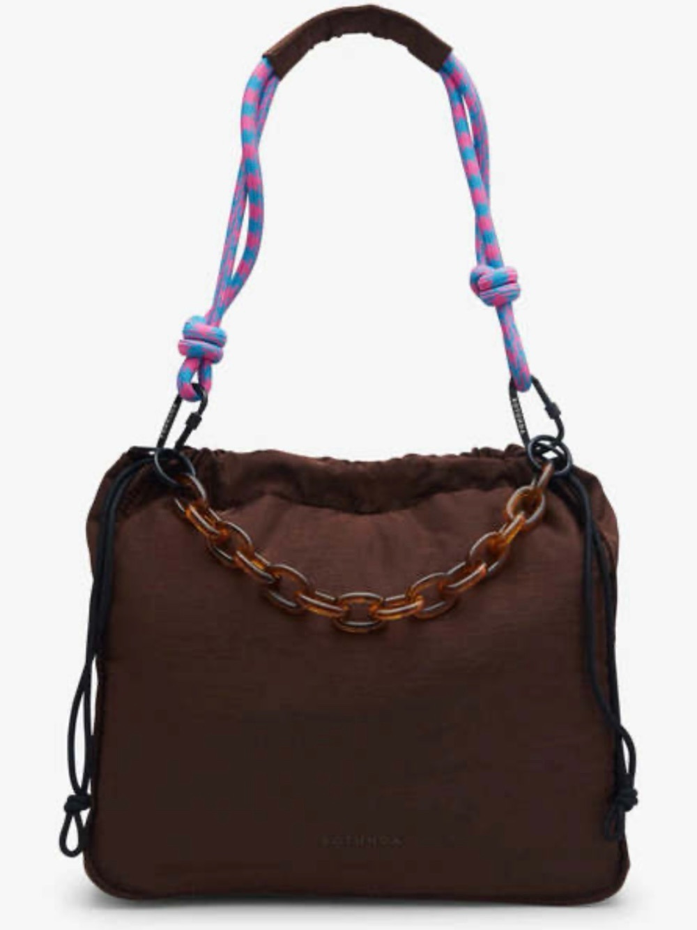 Rotunda Sant Hobo Bag Brown Brownie Nylon Paracord Strap Chunky Chain NWT